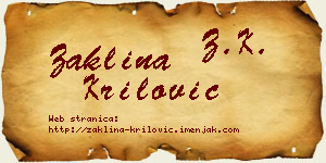 Žaklina Krilović vizit kartica